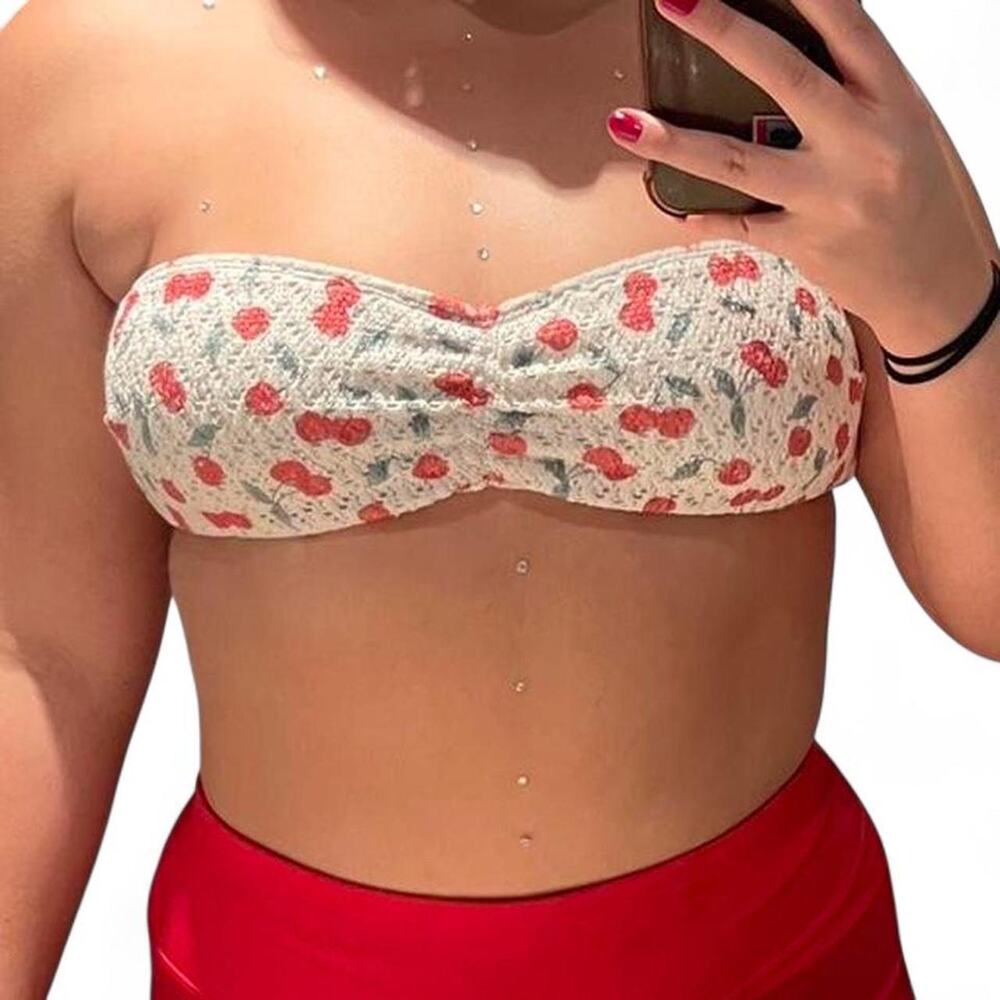Hollister cherry print strapless bikini